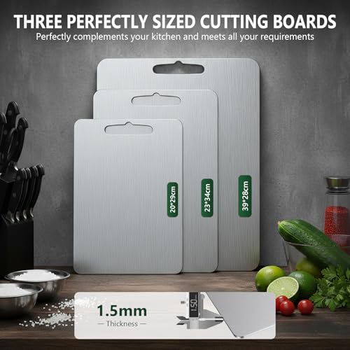 ASONINE Pack of 3 Titanium Chopping Board