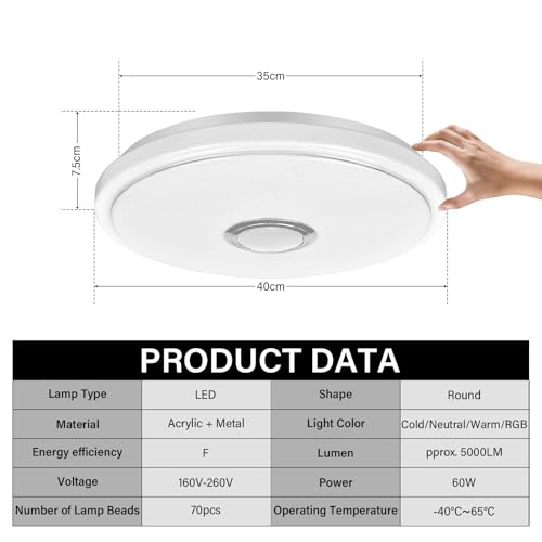 OGVDOE LED Ceiling Light Dimmable
