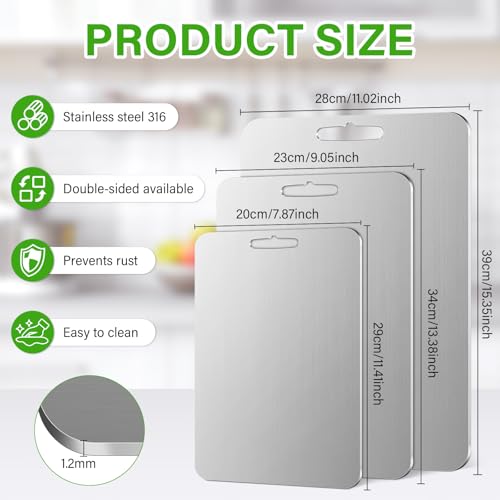 ASONINE Pack of 3 Titanium Chopping Board