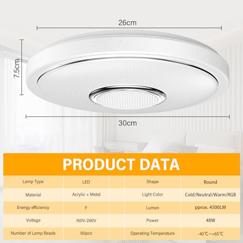 OGVDOE LED Ceiling Light Dimmable